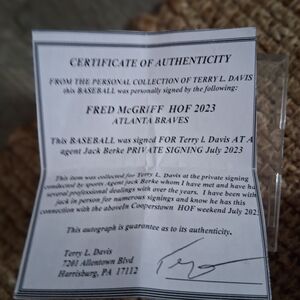 Autographed Baseball with Certificate of Authenticity